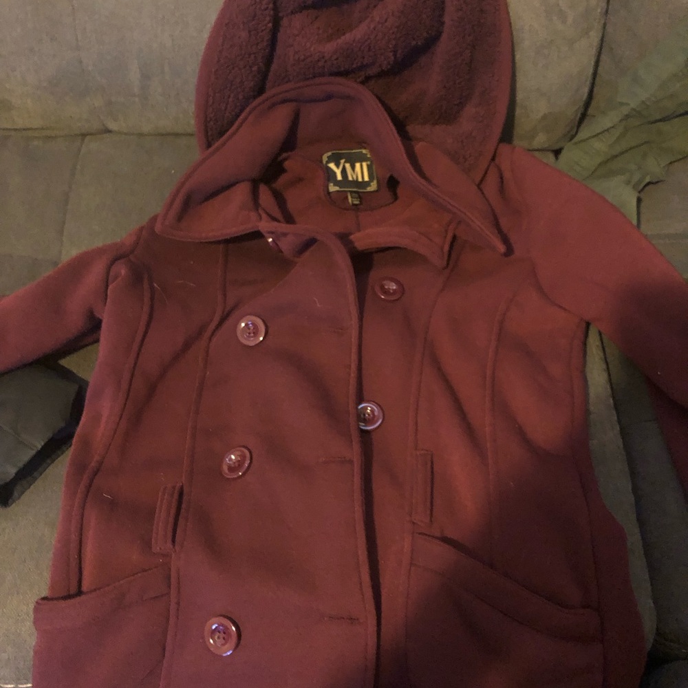 Womens maroon pea coat